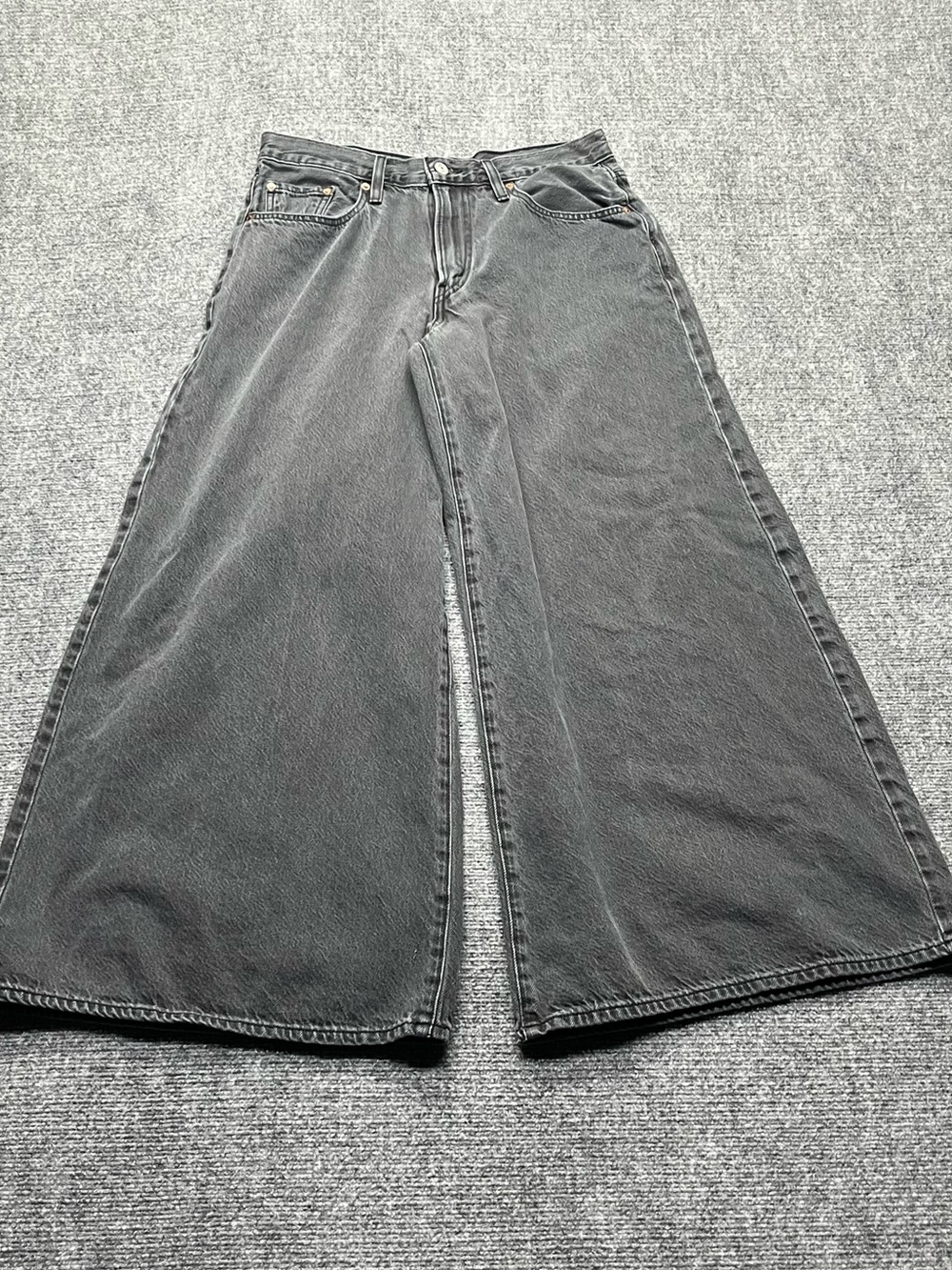 Levis Premium Jeans Womens 28 Black XL Super Wide Baggy Skater Big E